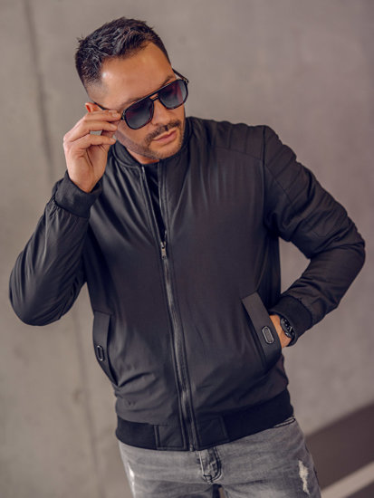 Giacca bomber mezza stagione da uomo nera Bolf 84M3007A