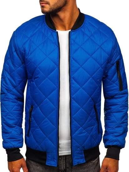 Giacca con trapuntate mezza stagione tipo bomber da uomo azzurra Bolf MY-01