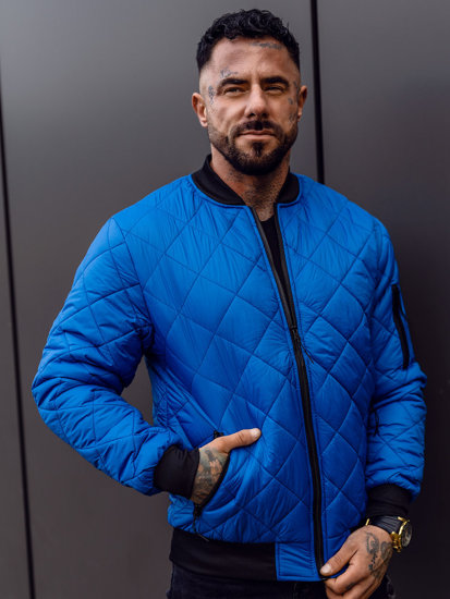 Giacca con trapuntate mezza stagione tipo bomber da uomo azzurra Bolf MY-01