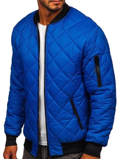 Giacca con trapuntate mezza stagione tipo bomber da uomo azzurra Bolf MY-01