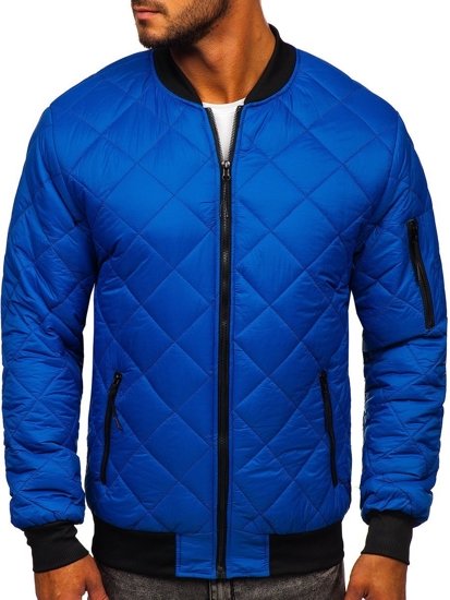 Giacca con trapuntate mezza stagione tipo bomber da uomo azzurra Bolf MY-01