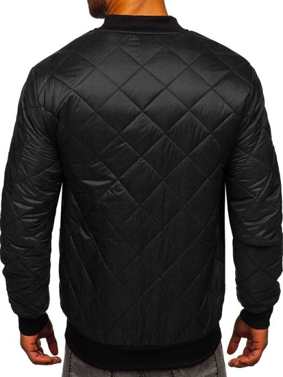 Giacca con trapuntate mezza stagione tipo bomber da uomo nera Bolf MY-01