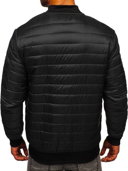 Giacca con trapuntate mezza stagione tipo bomber da uomo nera Bolf MY-02