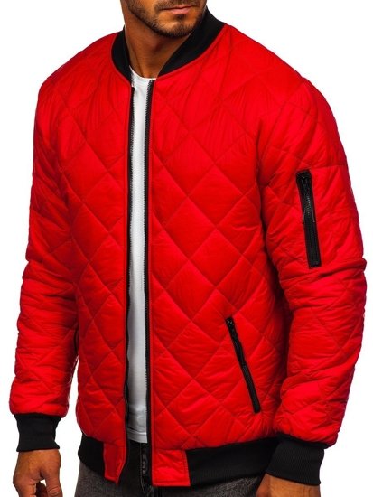 Giacca con trapuntate mezza stagione tipo bomber da uomo rossa Bolf MY-01