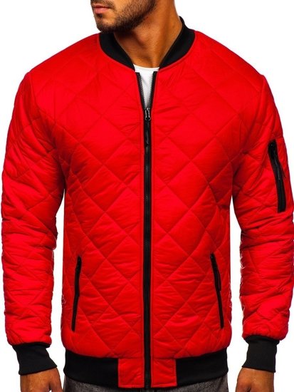 Giacca con trapuntate mezza stagione tipo bomber da uomo rossa Bolf MY-01