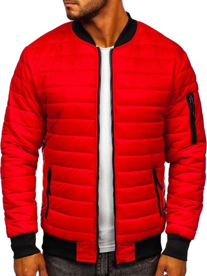 Giacca con trapuntate mezza stagione tipo bomber da uomo rossa Bolf MY-02