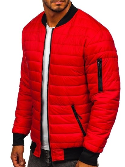 Giacca con trapuntate mezza stagione tipo bomber da uomo rossa Bolf MY-02