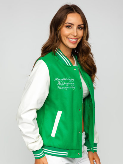 Giacca da baseball mezza stagione bomber da donna verde Bolf 16M9067