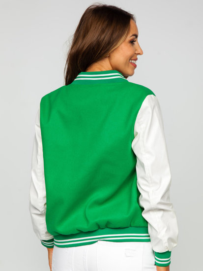 Giacca da baseball mezza stagione bomber da donna verde Bolf 16M9069