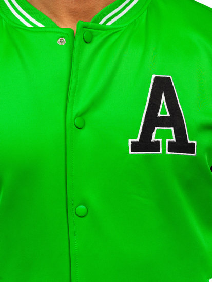 Giacca da baseball mezza stagione tipo bomber da uomo verde Bolf 8B1157