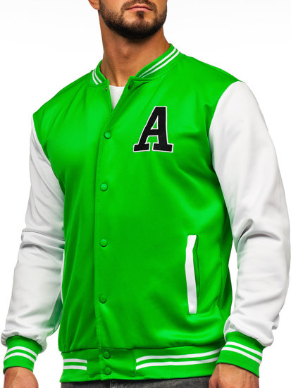 Giacca da baseball mezza stagione tipo bomber da uomo verde Bolf 8B1157