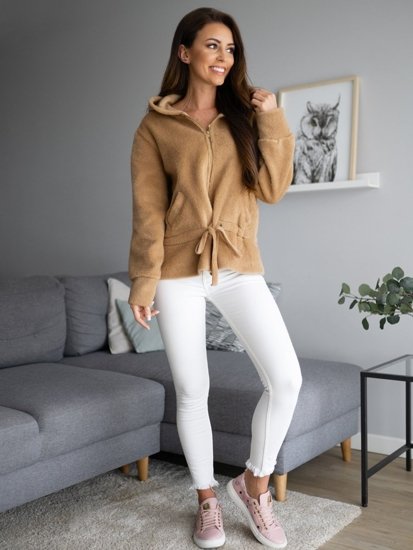 Giacca da donna cappotto corto con cappuccio beige Bolf 9320