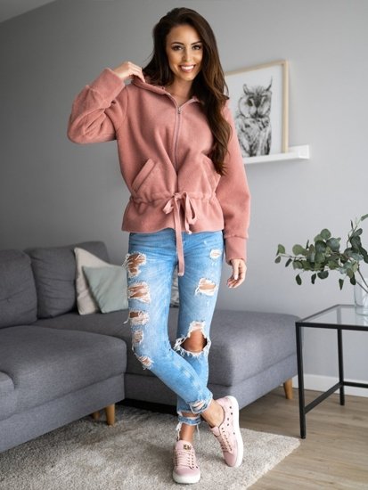 Giacca da donna cappotto corto con cappuccio rosa Bolf 9320