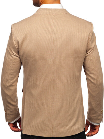 Giacca d'abito doppiopetta casual da uomo beige Bolf 001