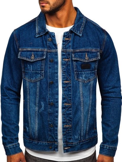 Giacca di jeans con cappuccio da uomo blu Bolf RB9824-1