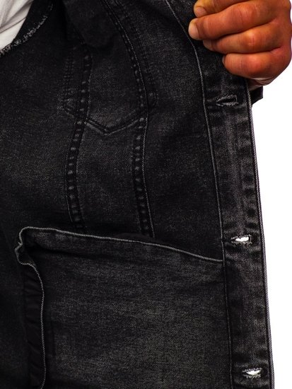 Giacca di jeans da uomo nera Bolf XSF78268