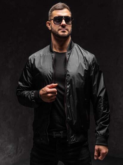 Giacca di mezza stagione bomber da uomo nero Bolf 7116A1