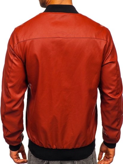 Giacca di pelle tipo bomber da uomo arancione Bolf 1147