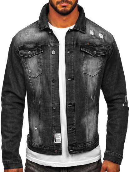 Giacca in denim da uomo nera Bolf MJ511G