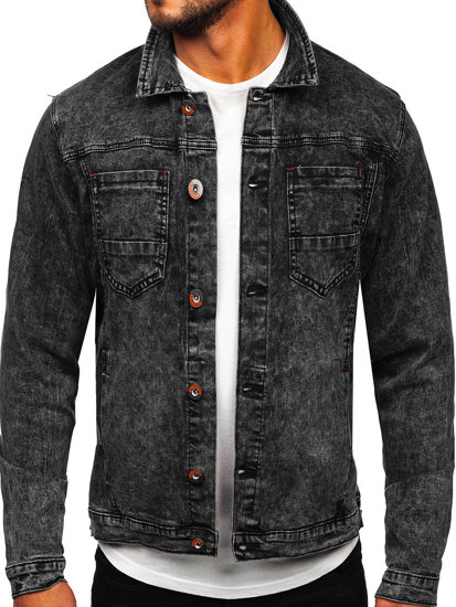 Giacca in denim da uomo nera Bolf RC61125W1