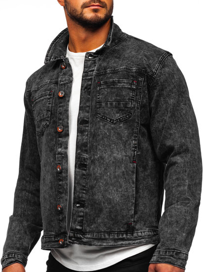 Giacca in denim da uomo nera Bolf RC61125W1