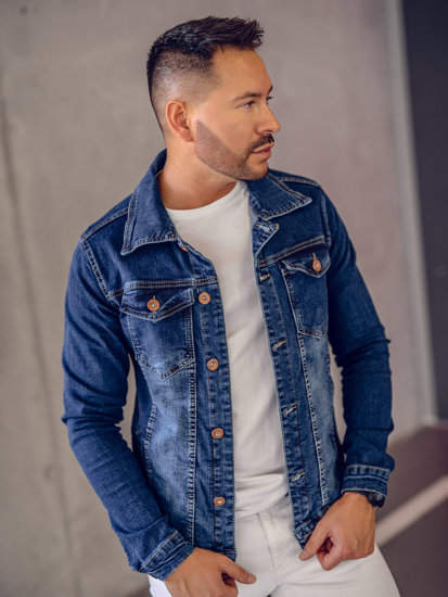 Giacca in jeans da uomo azzurra Bolf 200A