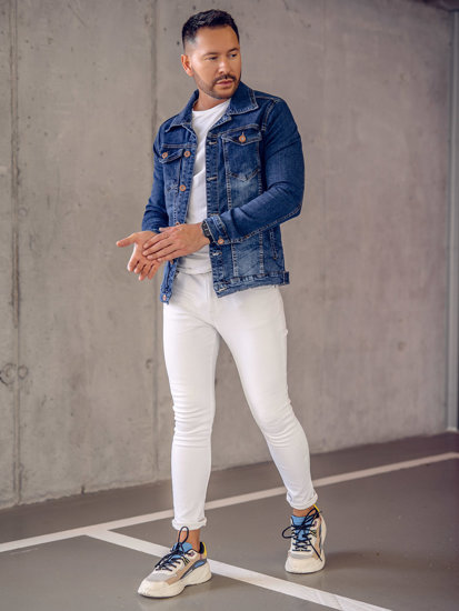 Giacca in jeans da uomo azzurra Bolf 200A