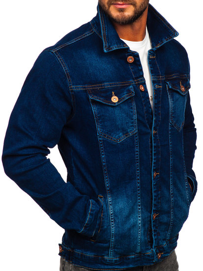 Giacca in jeans da uomo blu inchiostro Bolf 200