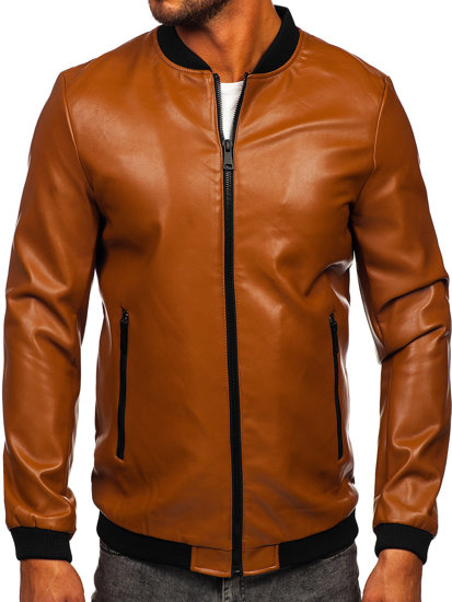 Giacca in pelle bomber da uomo camello Bolf 11Z8107