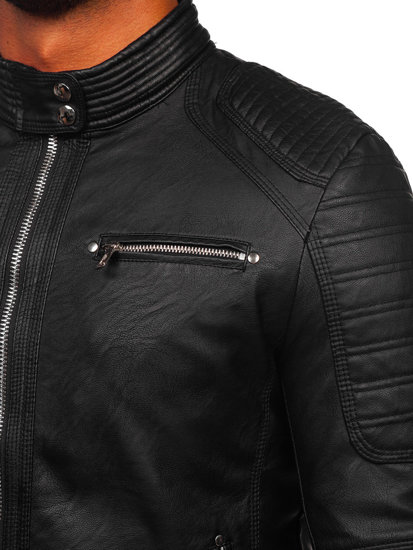 Giacca in pelle da uomo nero Bolf 11Z8055