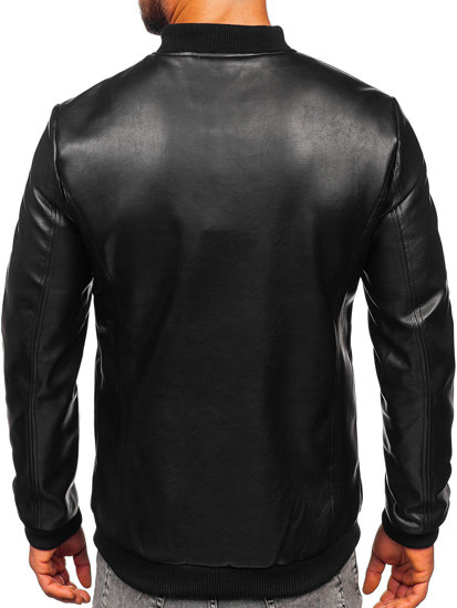 Giacca in pelle tipo bomber da uomo nera Bolf 11Z8015