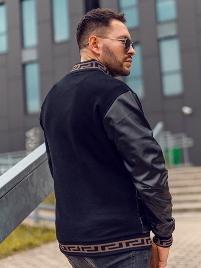 Giacca in pelle tipo bomber da uomo nera Bolf 6671