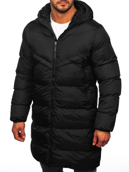 Giacca invernale lunga da uomo nero Bolf CS1007