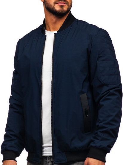 Giacca mezza stagione bomber da uomo blu Bolf 84M3007