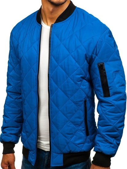 Giacca mezza stagione tipo bomber da uomo azzurra Bolf AK76