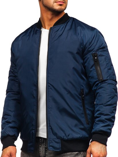 Giacca mezza stagione tipo bomber da uomo blu Bolf AK95