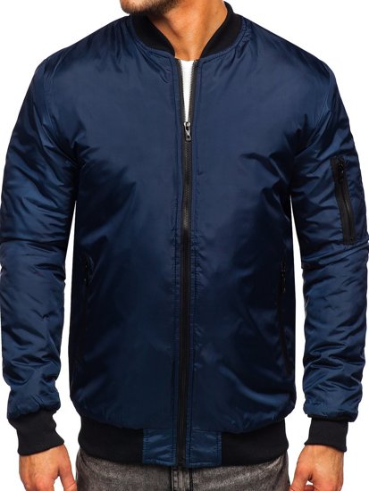 Giacca mezza stagione tipo bomber da uomo blu Bolf AK95