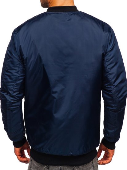 Giacca mezza stagione tipo bomber da uomo blu Bolf AK95