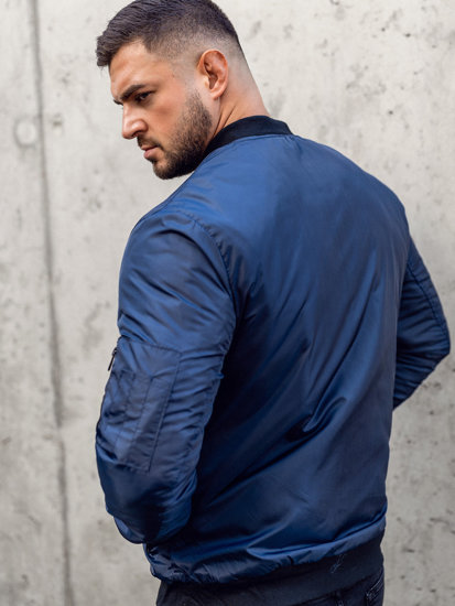 Giacca mezza stagione tipo bomber da uomo blu Bolf AK95A