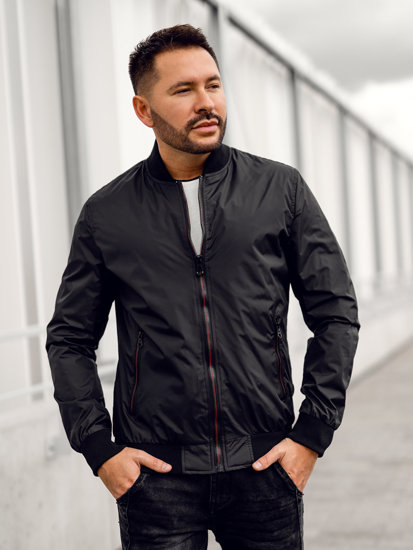 Giacca mezza stagione tipo bomber da uomo nera Bolf 7116A