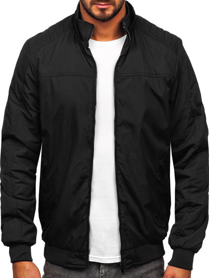 Giacca mezza stagione tipo bomber da uomo nera Bolf 84M3008