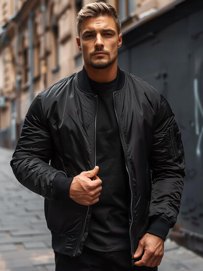 Giacca mezza stagione tipo bomber da uomo nera Bolf AK95A