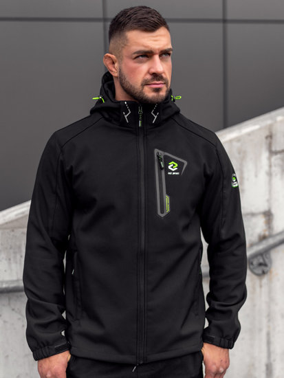 Giacca softshell di mezza stagione da uomo nero-verde Bolf WX085