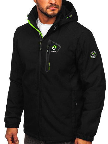 Giacca softshell di mezza stagione da uomo nero-verde Bolf WX085