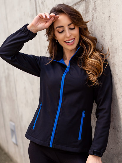 Giacca softshell mezza stagione da donna nero-azzurra Bolf HH018