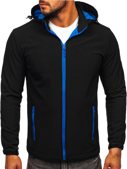 Giacca softshell mezza stagione da uomo nero-azzurra Bolf HH017