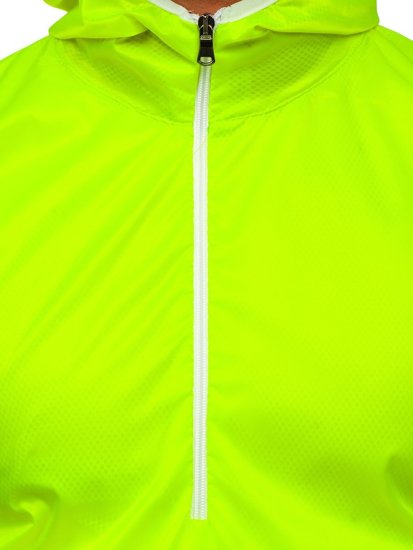 Giacca sportiva di mezza stagione a vento con cappuccio da uomo giallo-fluorescente BOLF 5061