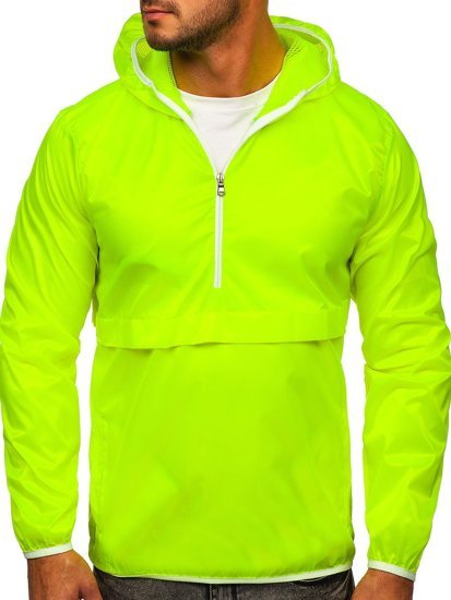 Giacca sportiva di mezza stagione a vento con cappuccio da uomo giallo-fluorescente BOLF 5061