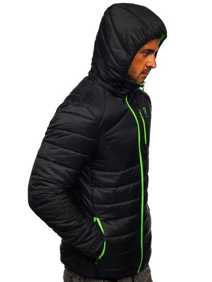 Giacca sportiva trapuntata mezza stagione da uomo nera Bolf BK031