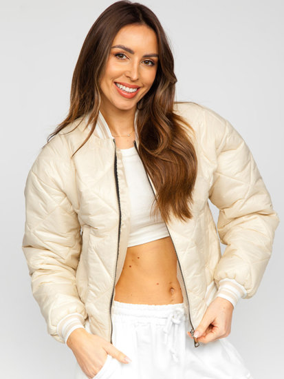 Giacca trapuntata mezza stagione tipo bomber da donna beige Bolf 82556